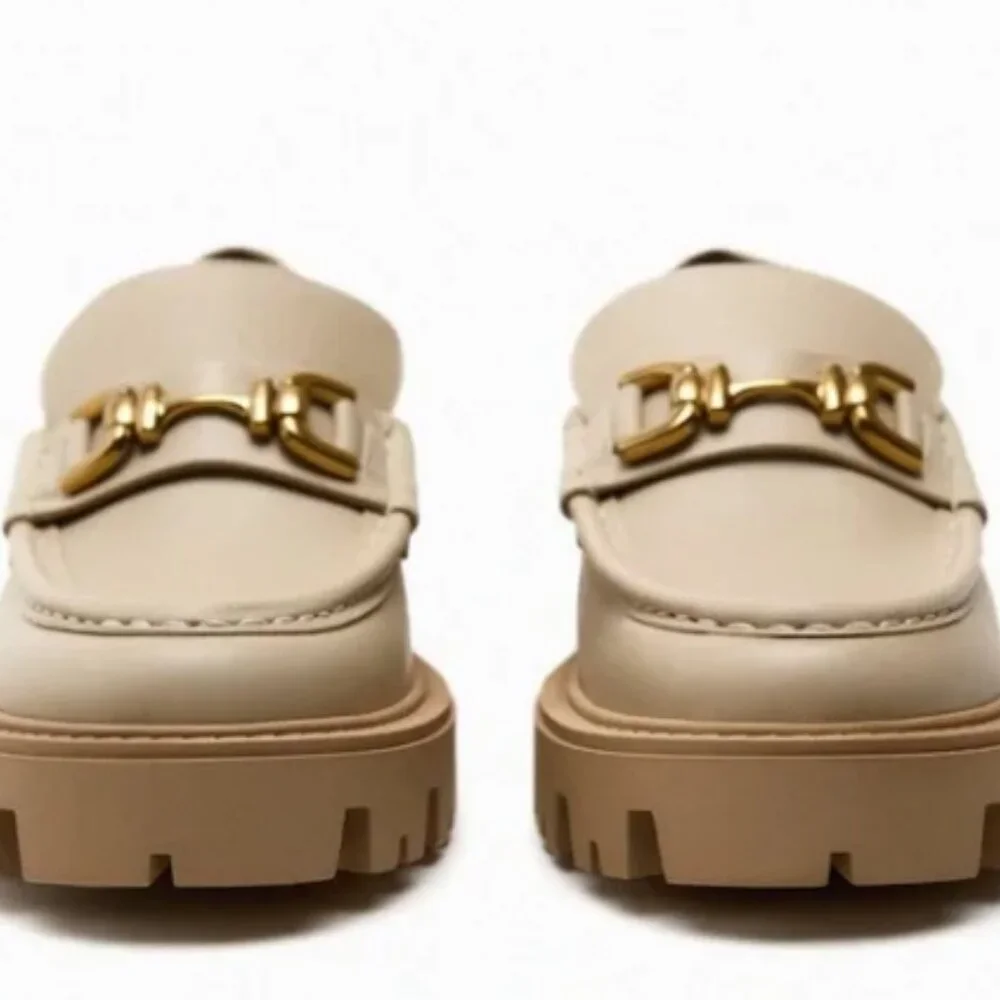 Zara Leather Buckle Lug Sole Loafers - Picture 4 of 8